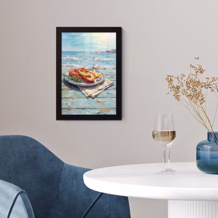 Poster met lijst - Eten - Zee - Kust - Modern - Blauw — 2