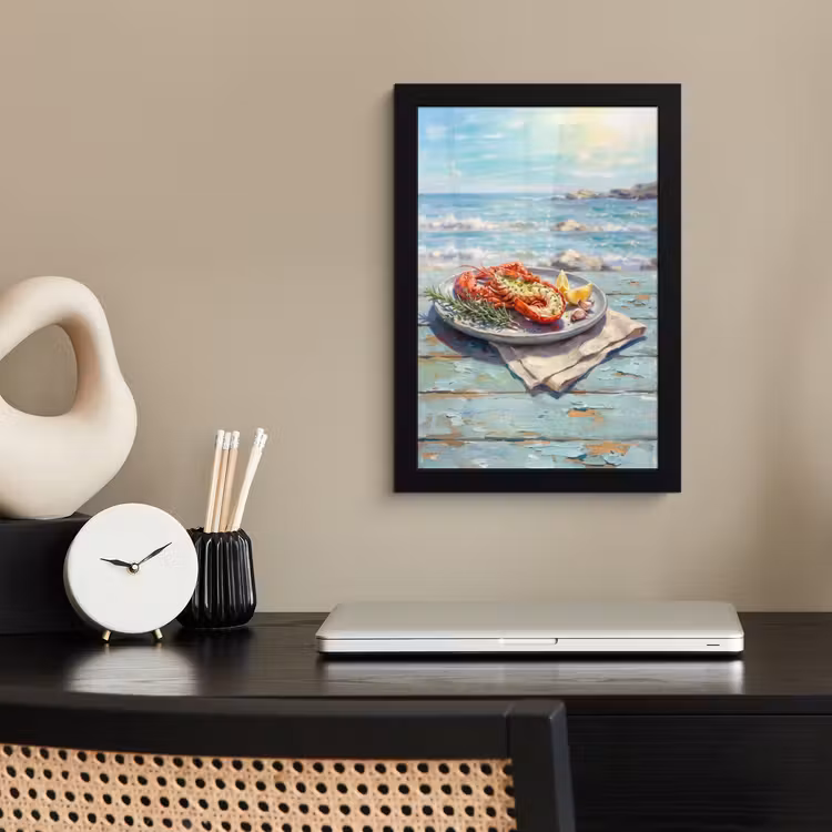 Poster met lijst - Eten - Zee - Kust - Modern - Blauw — 3