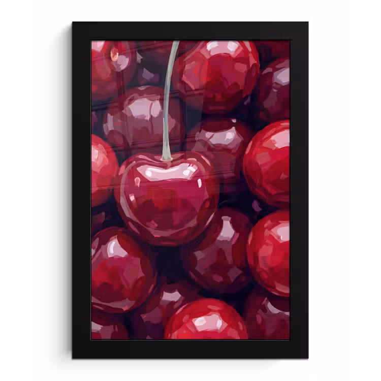 Poster met lijst - Fruit - Kersen - Eten - Modern - Rood — 1