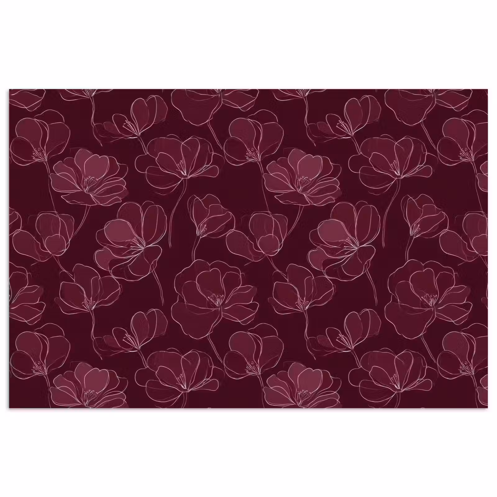 Poster - Bloemen - Patroon - Bordeauxrood — 1