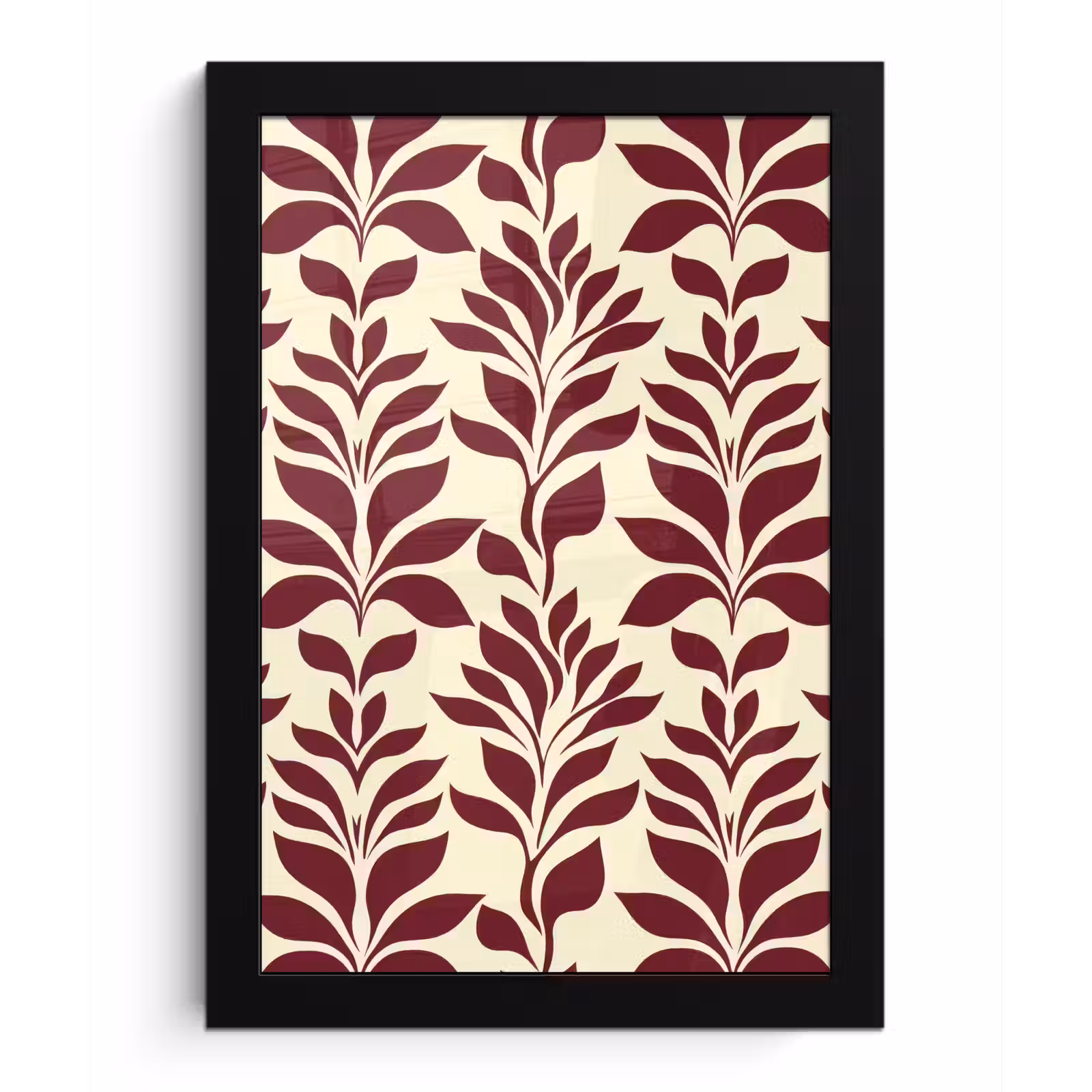 Poster met lijst - Abstract - Bladeren - Burgundy — 1