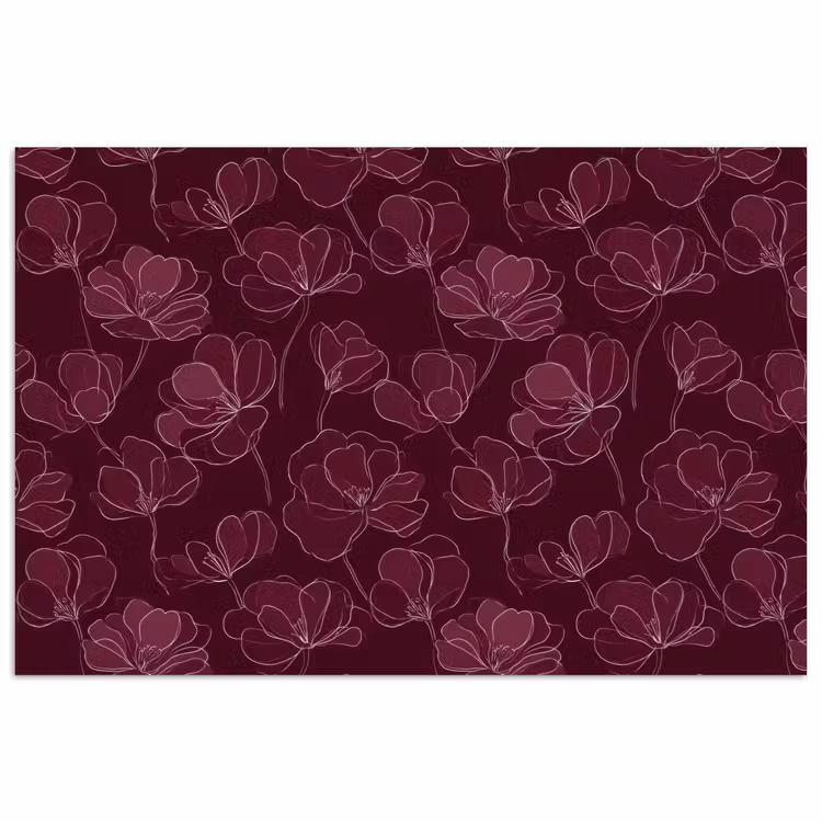 Poster - Bloemen - Patroon - Bordeauxrood — 1