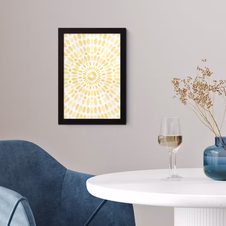 Poster met lijst - Abstract - Geometrisch - Stralend - Geel — 2