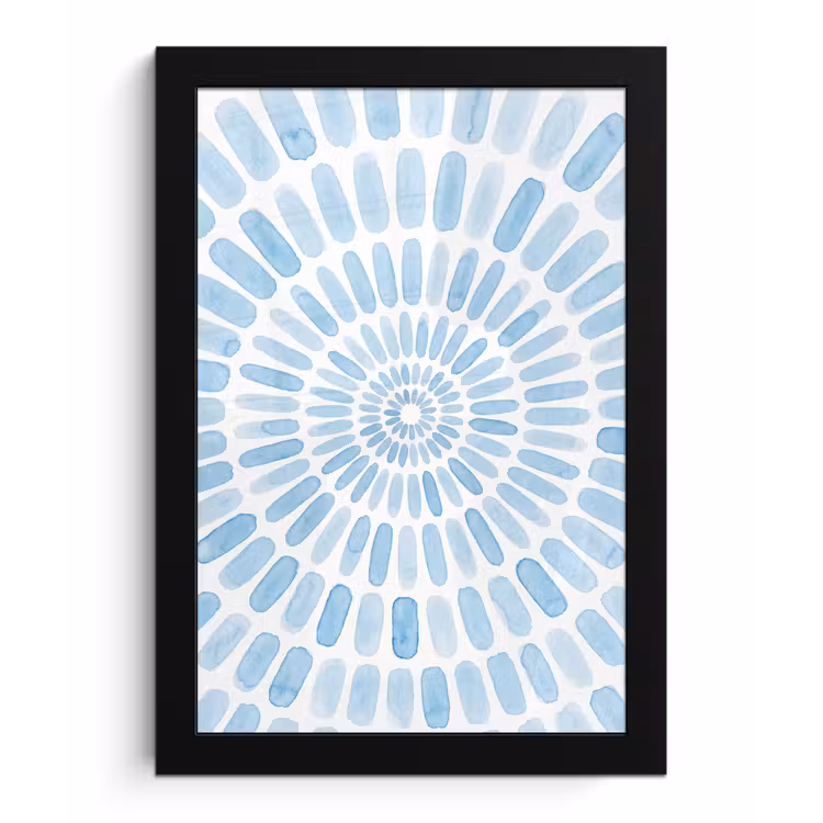 Poster met lijst - Abstract - Vormen - Kunst - Aquarel - Blauw — 1