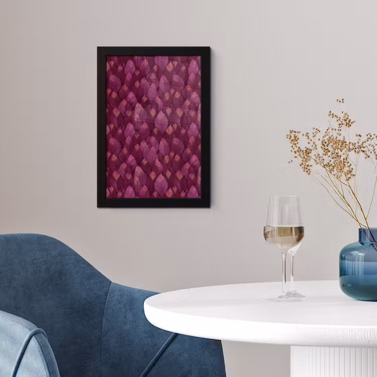 Poster met lijst - Bladeren - Patroon - Burgundy — 2