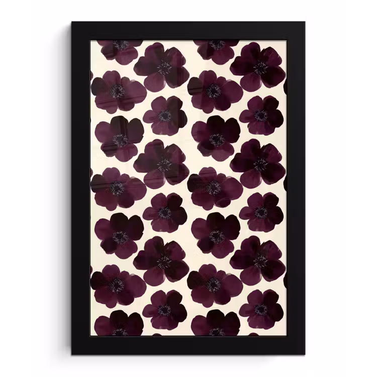 Poster met lijst - Bloemen - Aquarel - Paars — 1