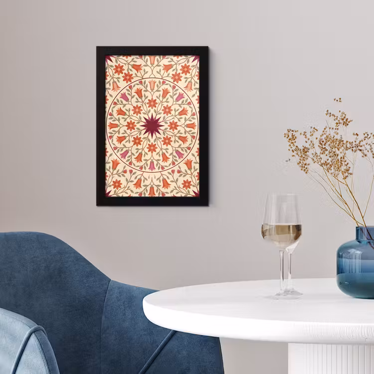 Poster met lijst - Bloemen - Mandala - Decoratief - Rood — 2