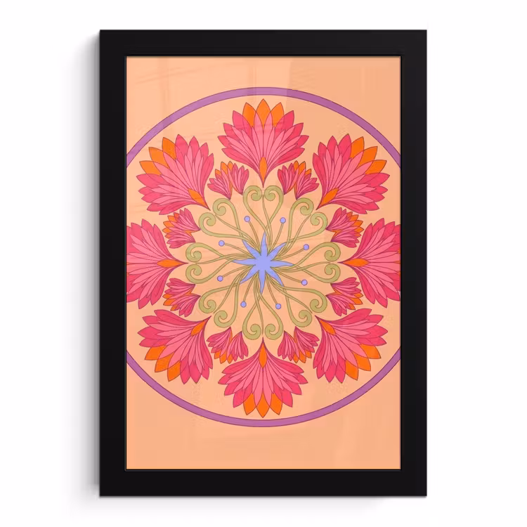 Poster met lijst - Bloemen - Patroon - Abstract - Roze - Decoratief — 1