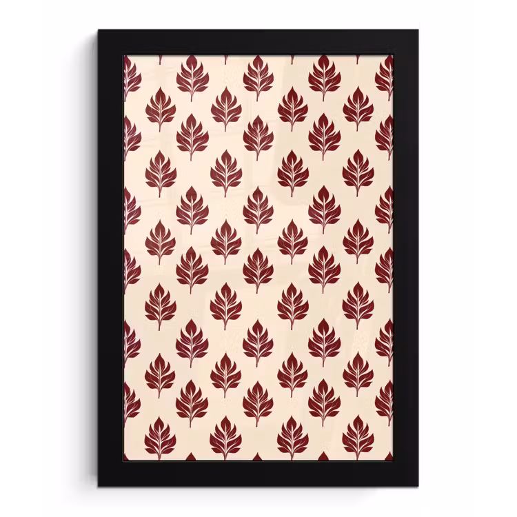 Poster met lijst - Botanisch - Patroon - Bordeaux — 1