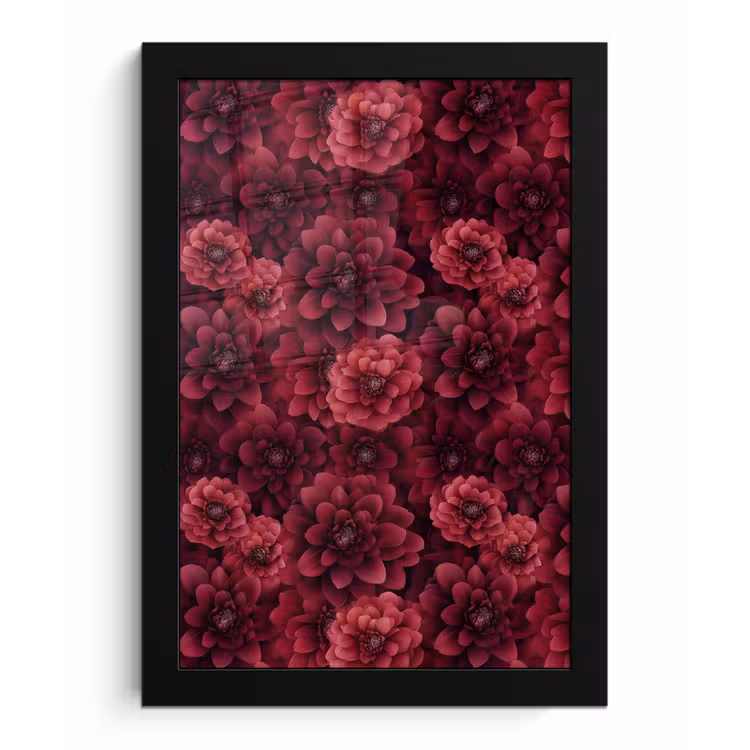 Poster met lijst - Dahlias - Bloemen - Rood — 1