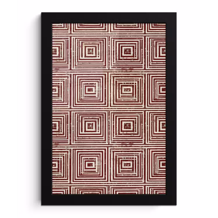 Poster met lijst - Geometrisch - Patroon - Rood — 1