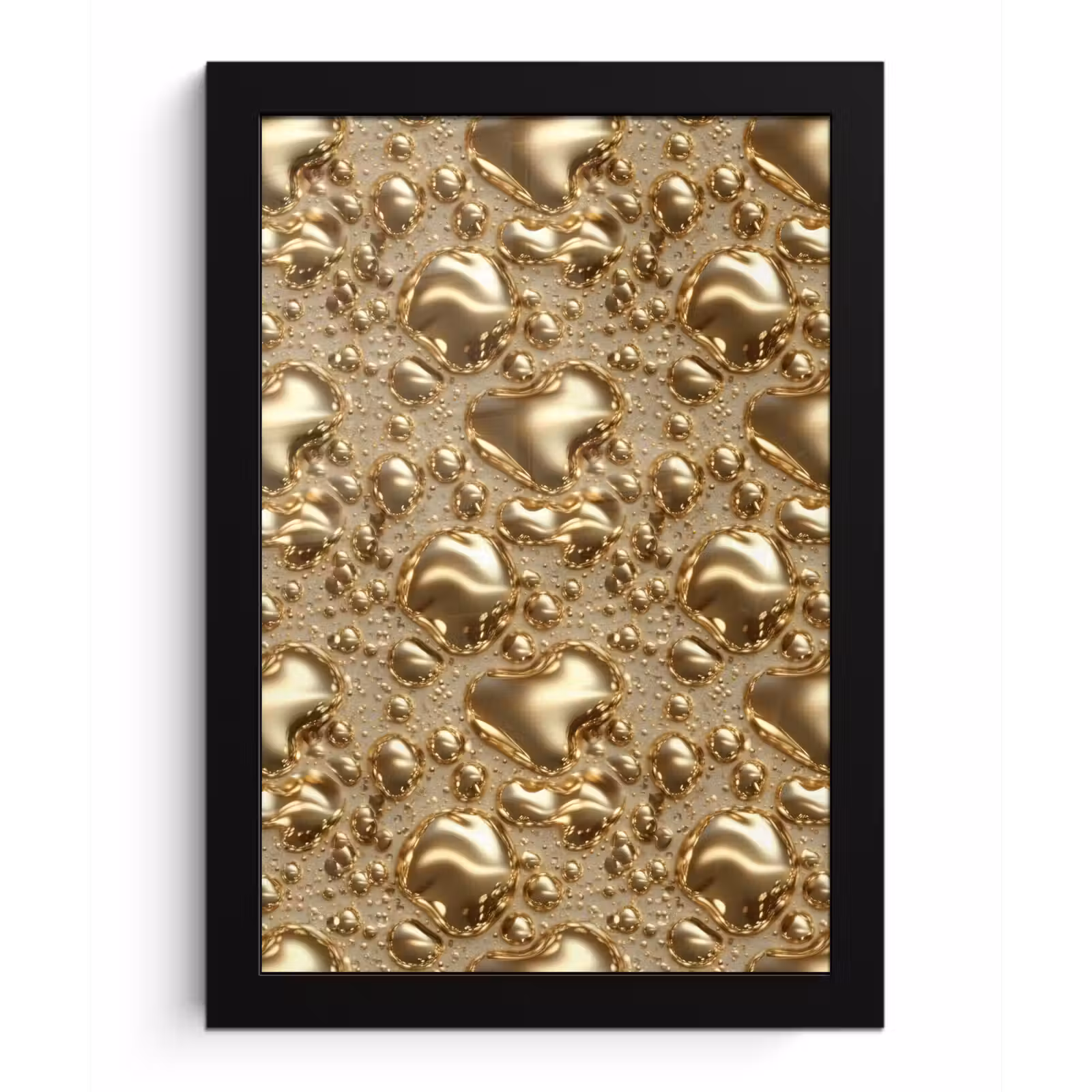Poster met lijst - Druppels - Organisch - Goud — 1