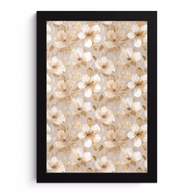 Poster met lijst - Bloemen - artistiek - Goud — 1