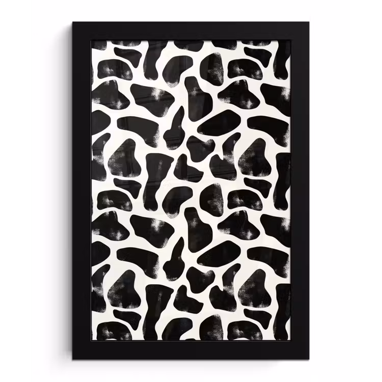 Poster met lijst - Dierenpatroon - Vlekken - Zwart - Wit — 1