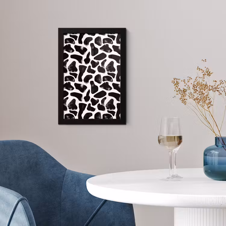 Poster met lijst - Dierenpatroon - Vlekken - Zwart - Wit — 2