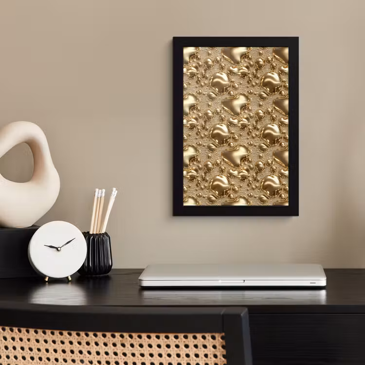 Poster met lijst - Druppels - Organisch - Goud — 3