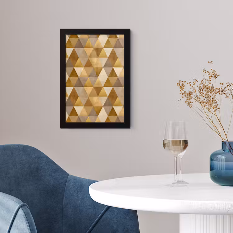 Poster met lijst - Geometrisch - Driehoek - Goud — 2