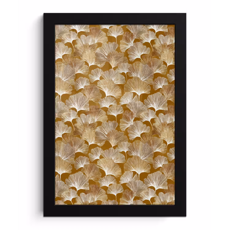 Poster met lijst - Ginkgo - Bladeren - Goud — 1