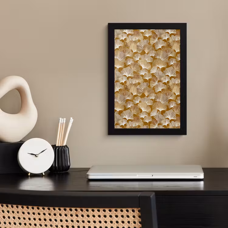 Poster met lijst - Ginkgo - Bladeren - Goud — 3