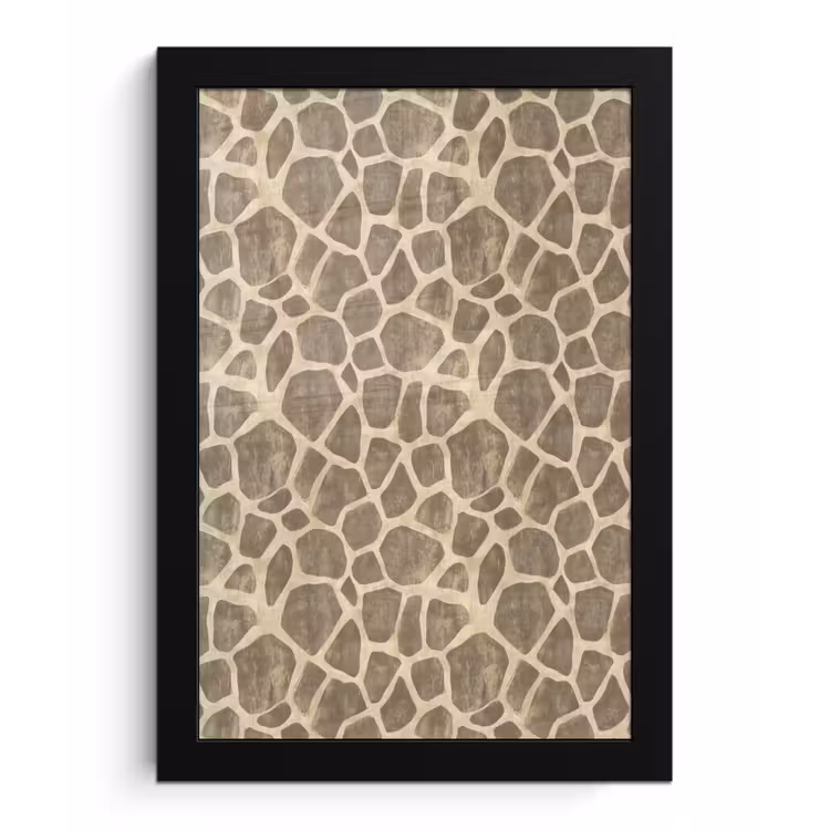 Poster met lijst - Giraf - Patroon - Beige - Bruin — 1