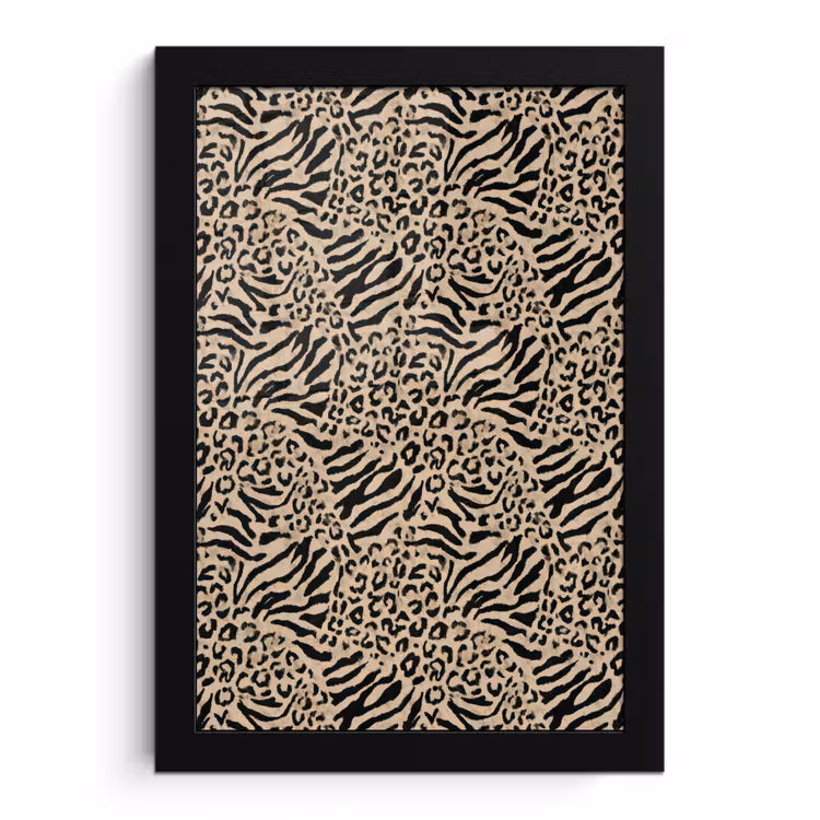 Poster met lijst - Giraf - Zebra - Motief - Bruin — 1