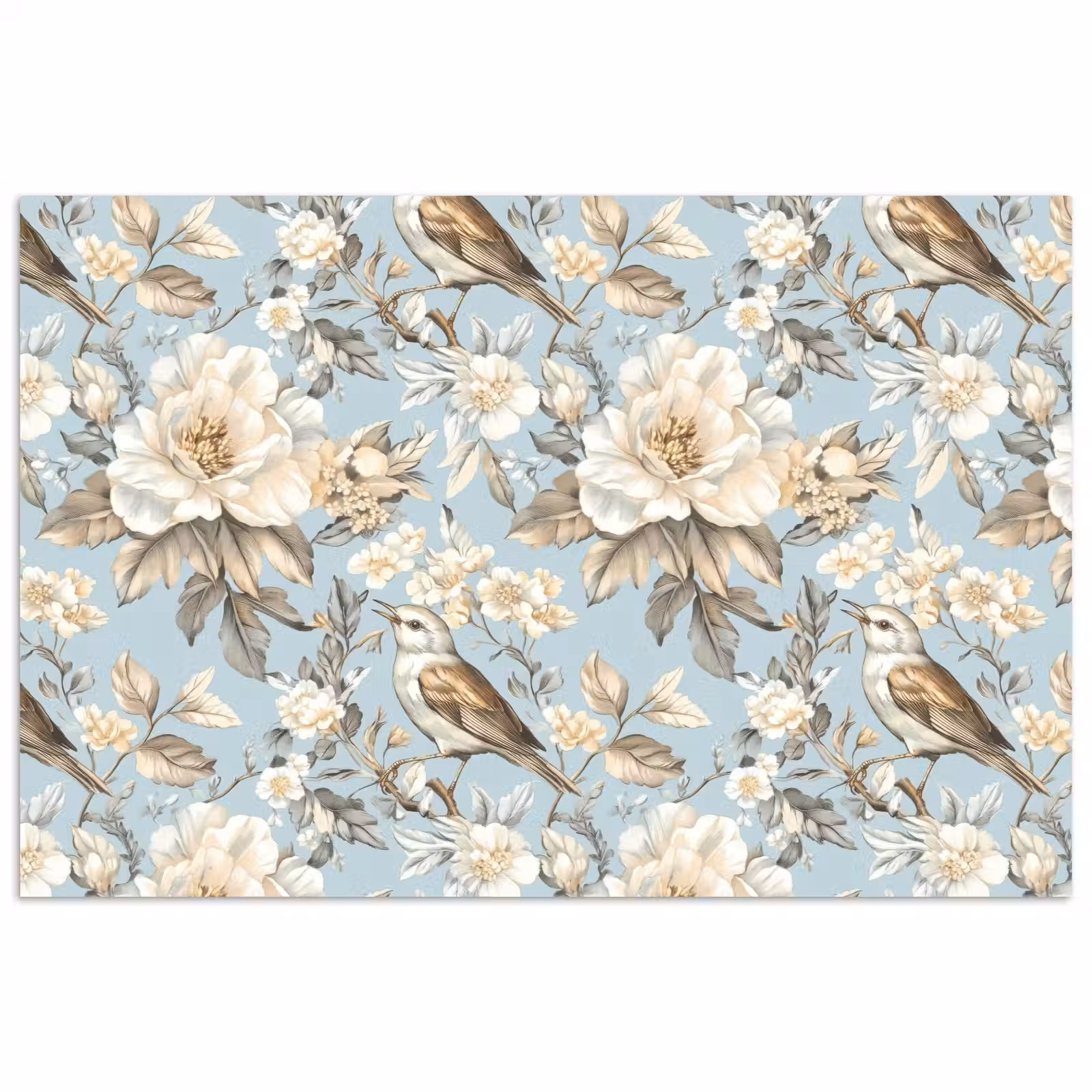 Poster - Botanisch - Zangvogel - Blauw — 1