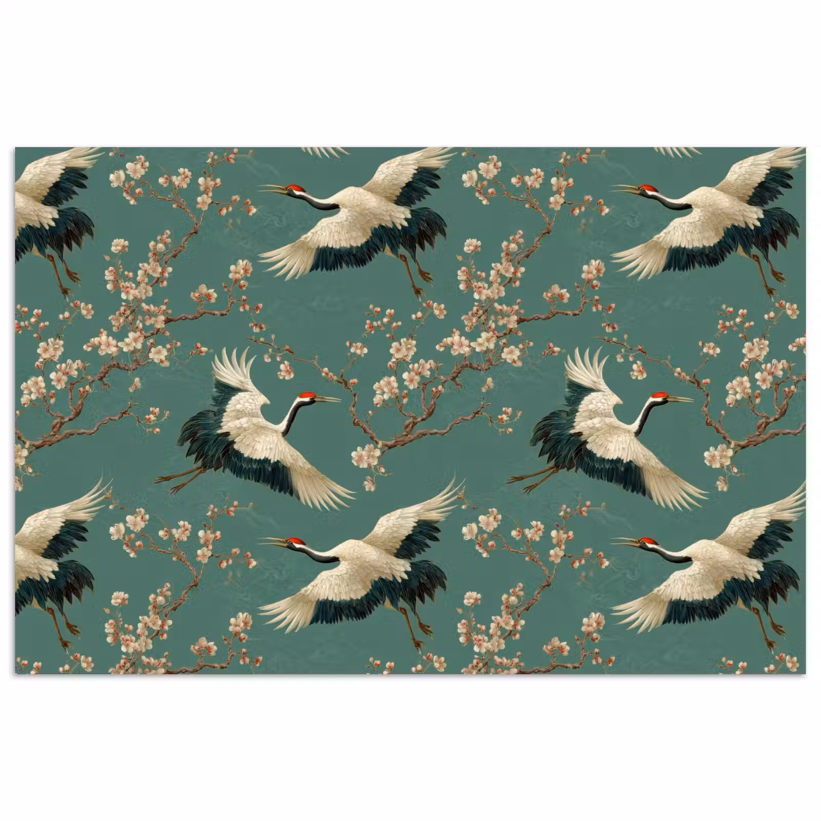 Poster - Kersenbloesem - Kraamvogels - Groen — 1