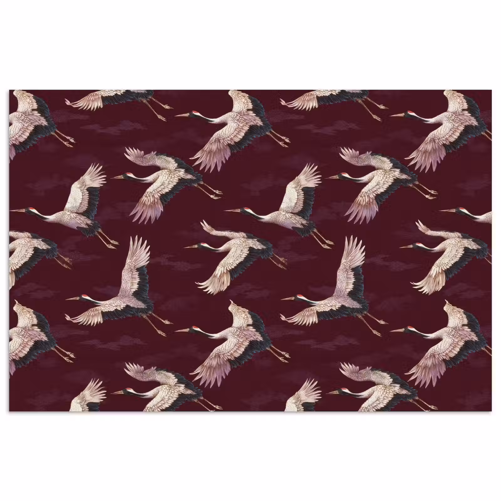 Poster - Kraanvogels - Klassiek - Bordeaux — 1