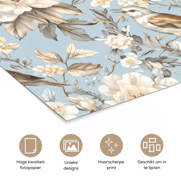 Poster - Botanisch - Zangvogel - Blauw — 5