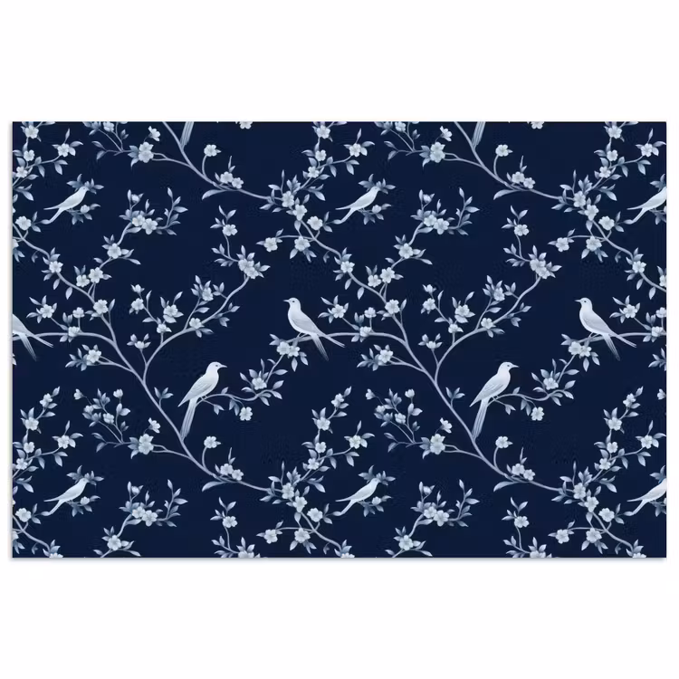 Poster - Grafisch - Bloesemtak - Blauw — 1
