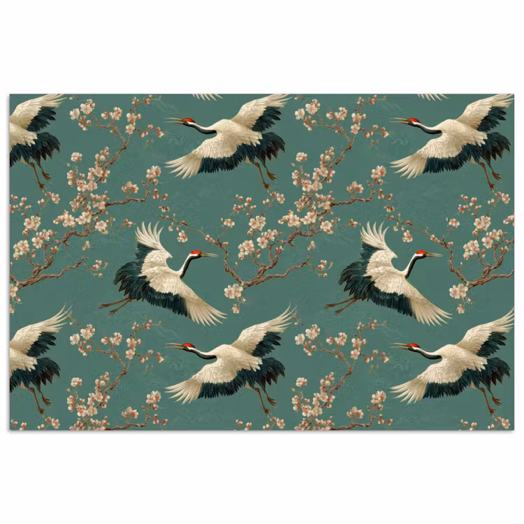 Poster - Kersenbloesem - Kraamvogels - Groen — 1