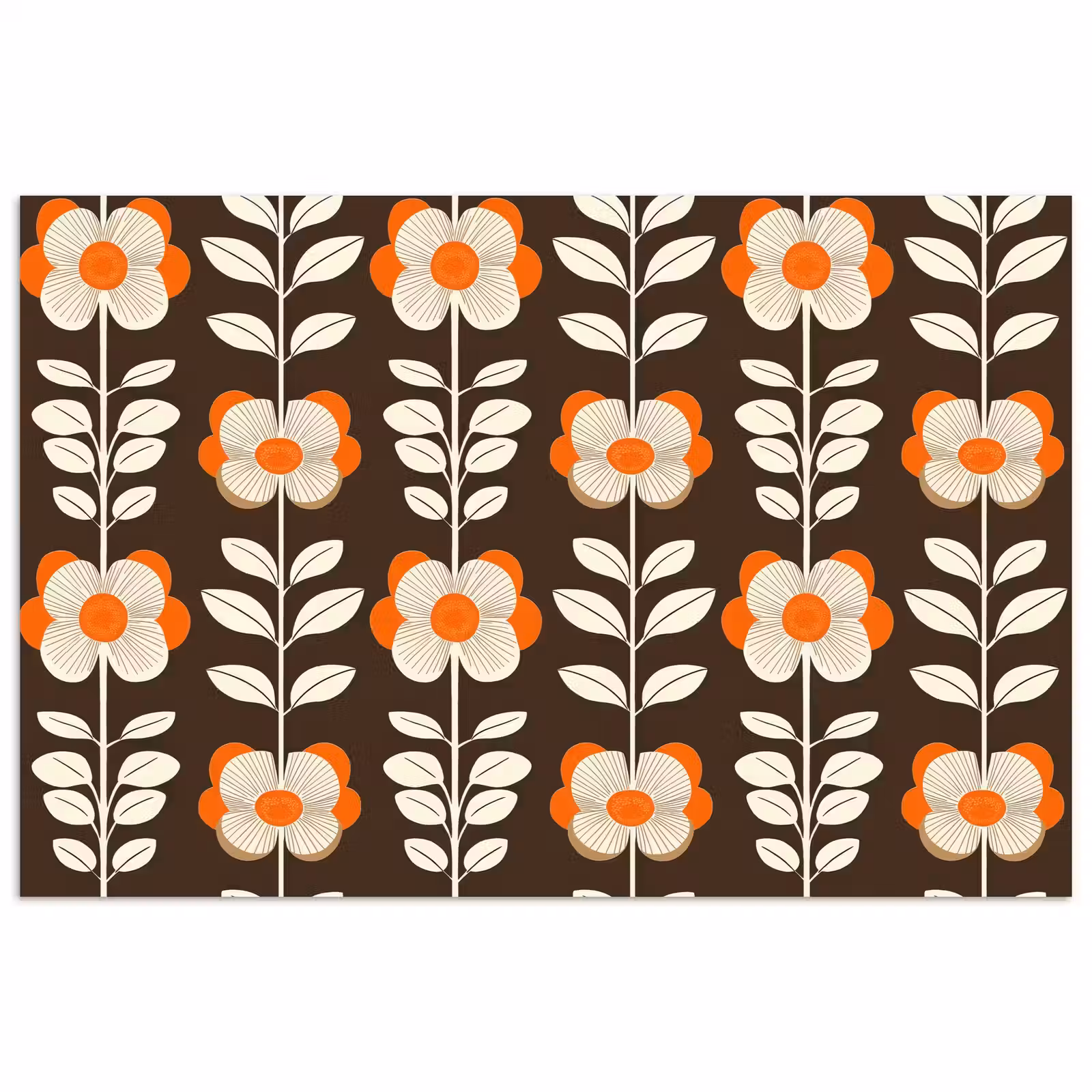 Poster - Bloemen - Retro - Bruin — 1