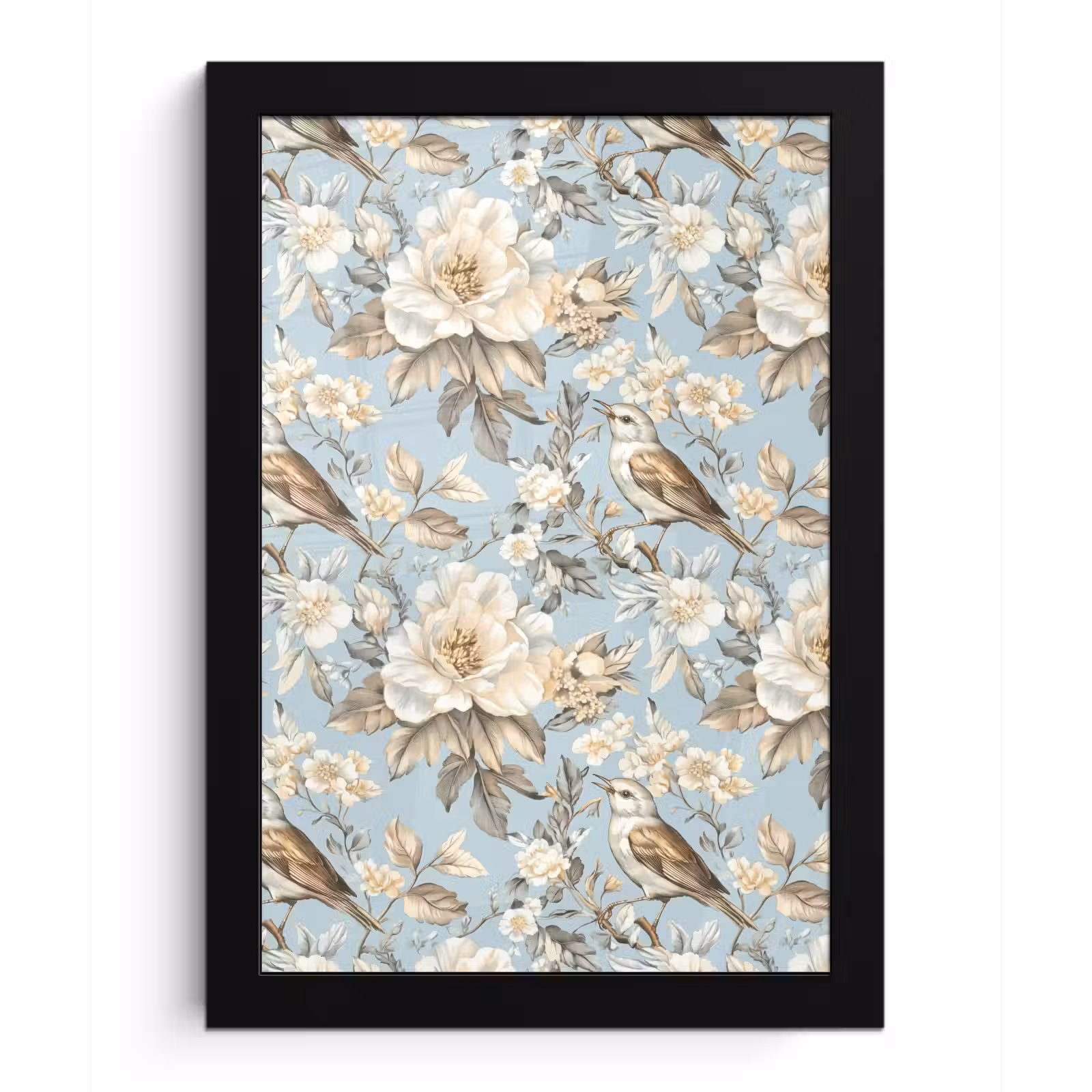 Poster met lijst - Botanisch - Zangvogel - Blauw — 1