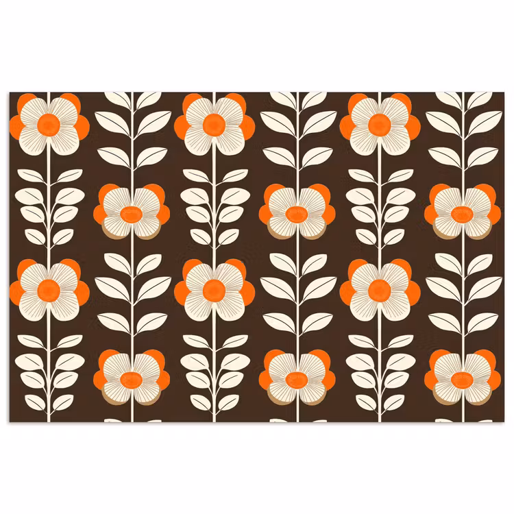 Poster - Bloemen - Retro - Bruin — 1