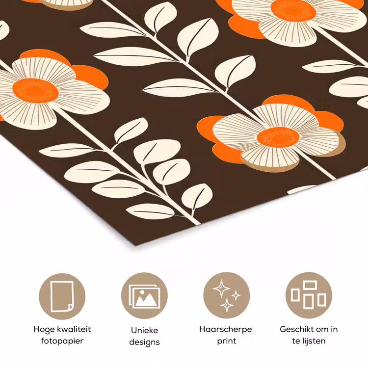 Poster - Bloemen - Retro - Bruin — 5