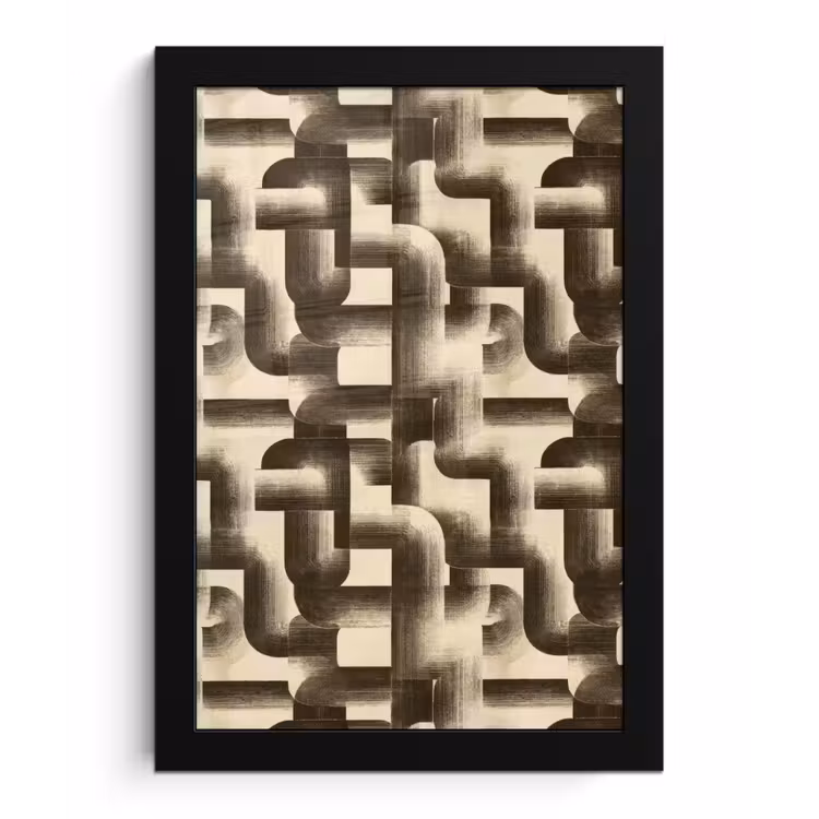 Poster met lijst - Abstract - Retro - Zwart — 1