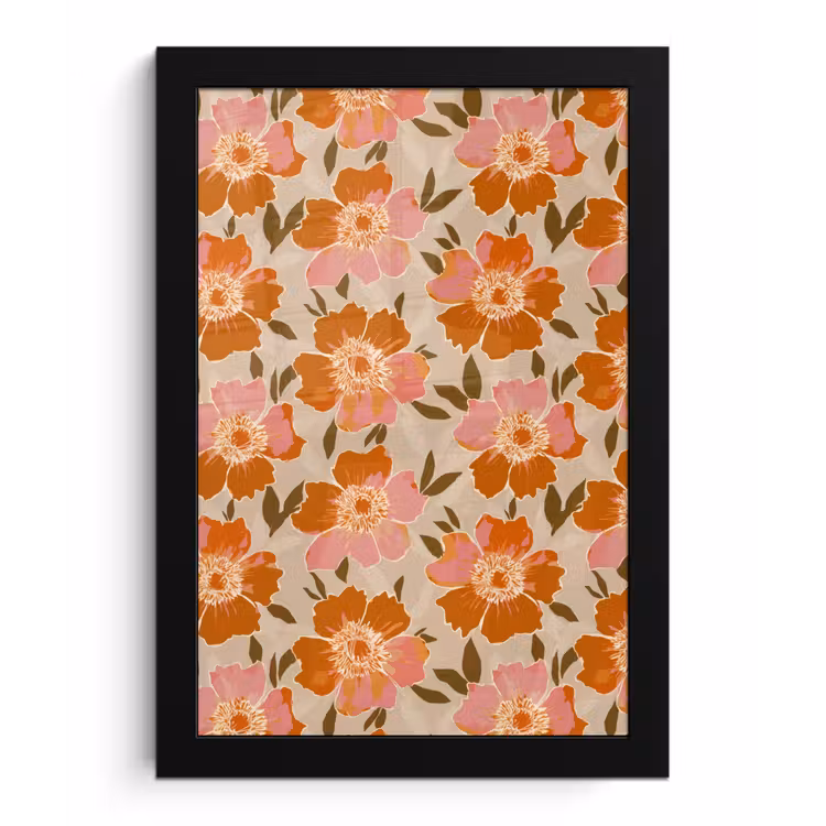 Poster met lijst - Bloemen - Motief - Retro — 1