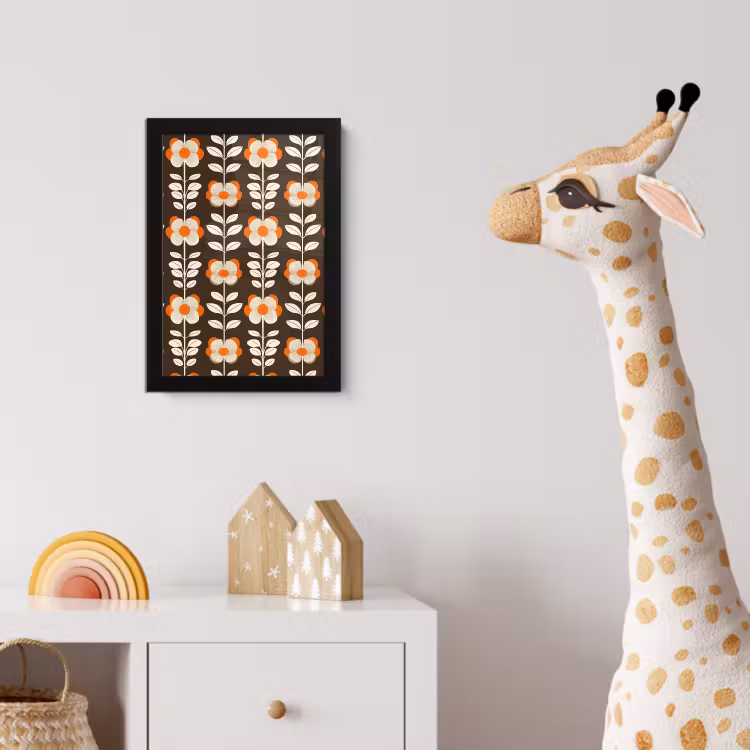 Poster met lijst - Bloemen - Retro - Bruin — 5