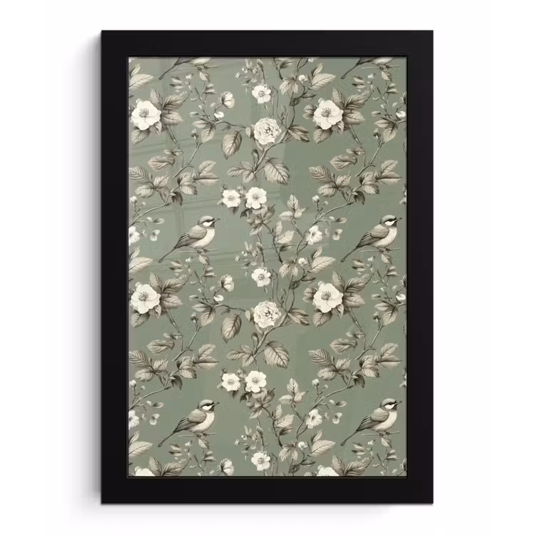 Poster met lijst - Botanisch - Vogels - Groen — 1