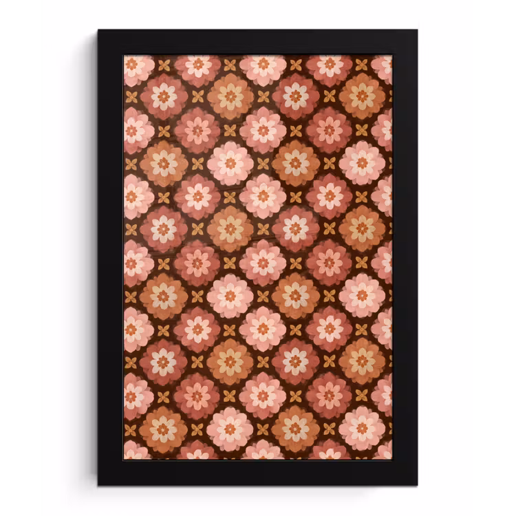 Poster met lijst - Geometrisch - Bloemen - Kleurrijk — 1