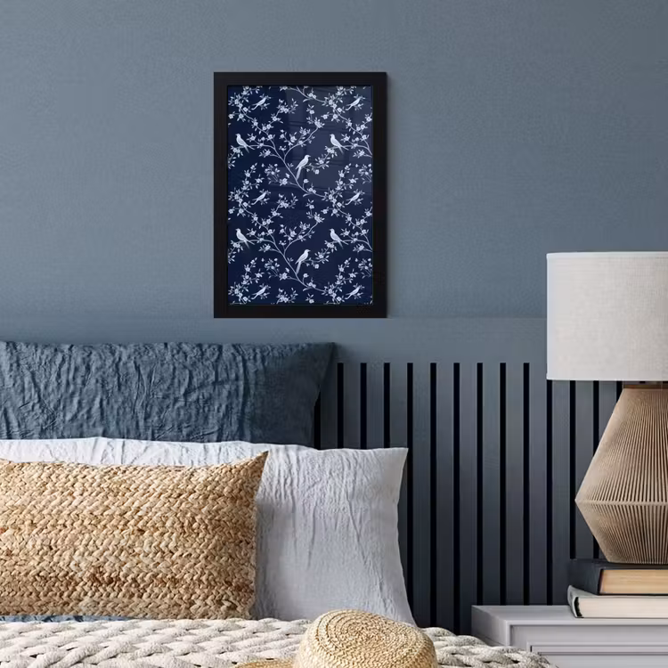 Poster met lijst - Grafisch - Bloesemtak - Blauw — 4