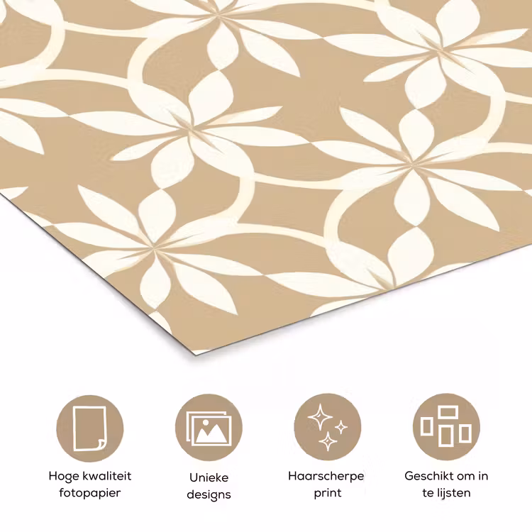 Poster - Bloemen - Patroon - Beige — 5