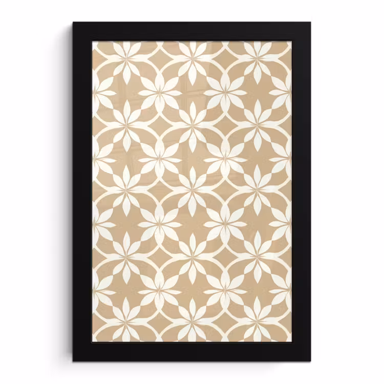 Poster met lijst - Bloemen - Patroon - Beige — 1