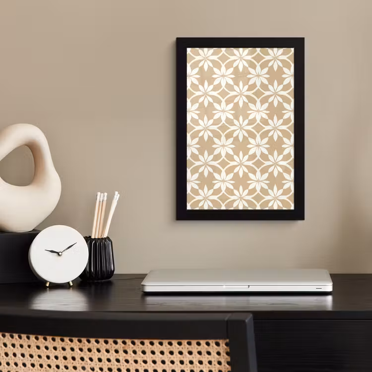 Poster met lijst - Bloemen - Patroon - Beige — 3