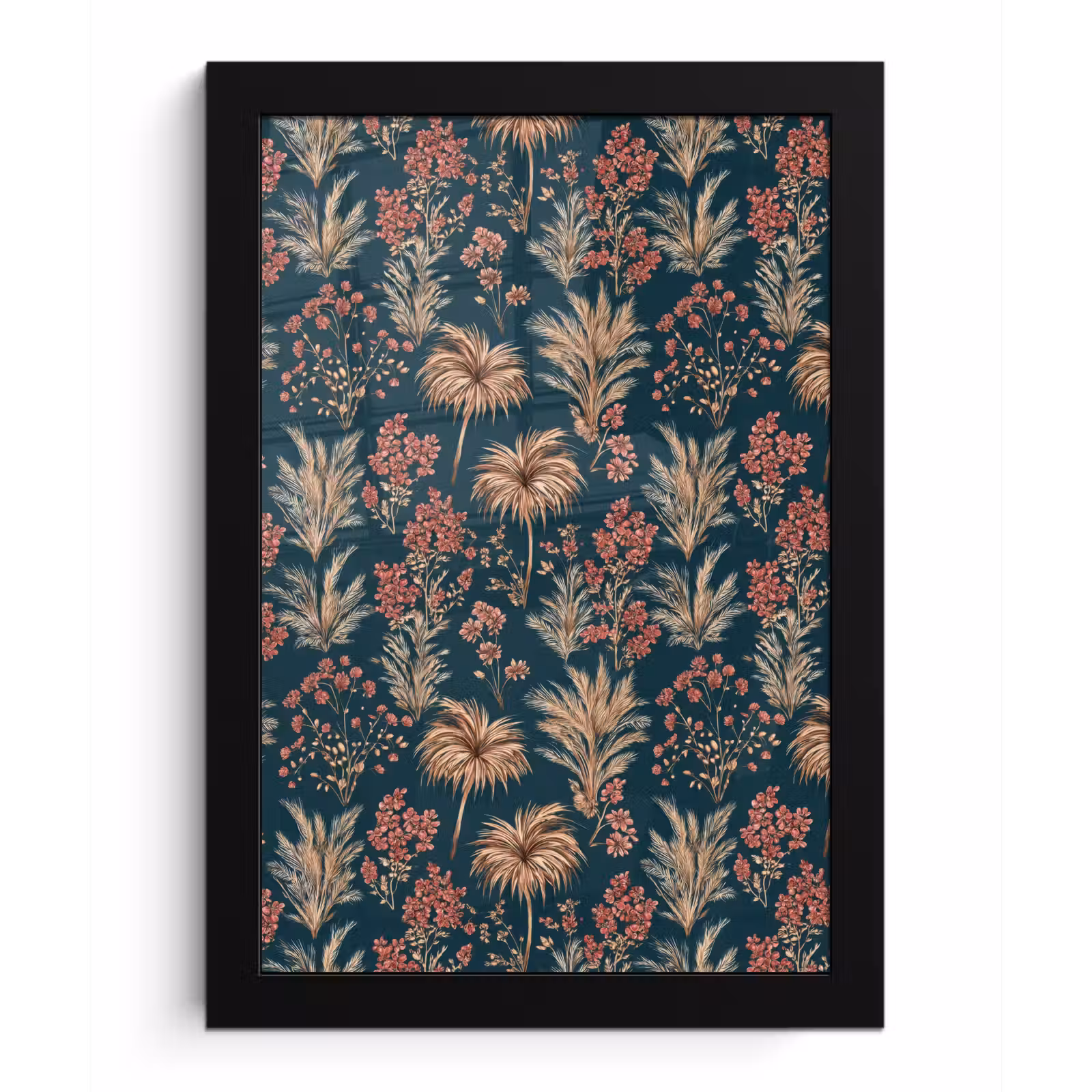 Poster met lijst - Botanisch - Patroon - Blauw — 1