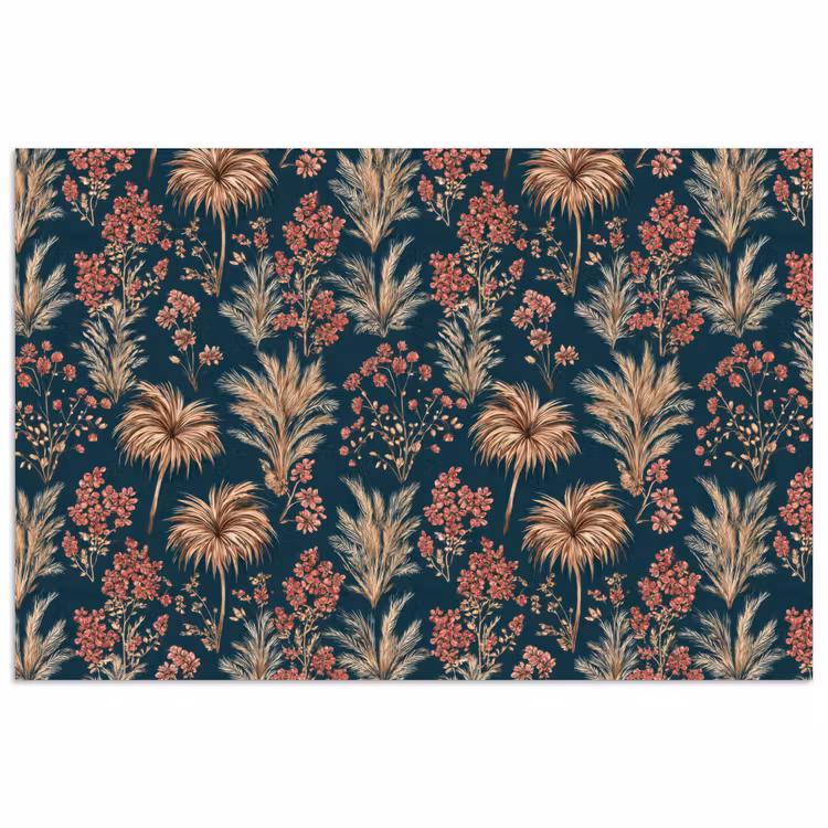 Poster - Botanisch - Patroon - Blauw — 1