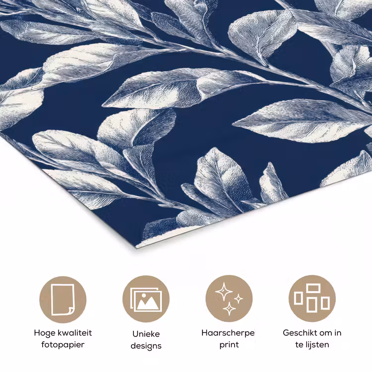 Poster - Botanisch - Patroon - Blauw — 5