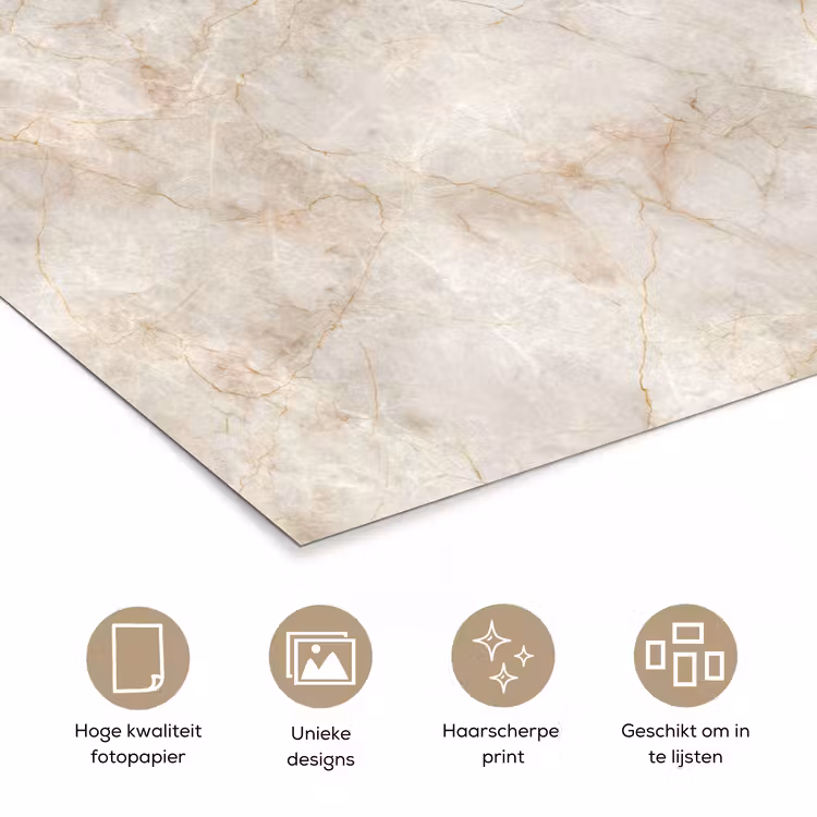 Poster - Lichtbeige - Goudbruine Nerven - Marmer — 5
