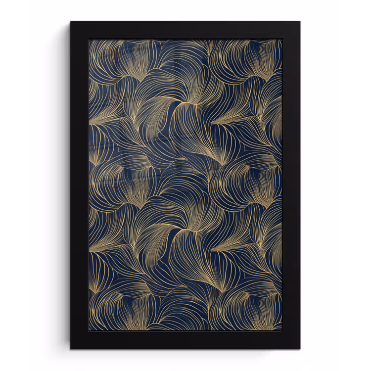Poster met lijst - Abstract - Lijnen - Blauw - Goud — 1