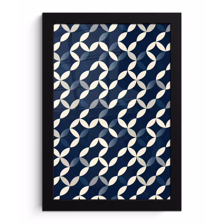 Poster met lijst - Abstract - Patroon - Blauw — 1
